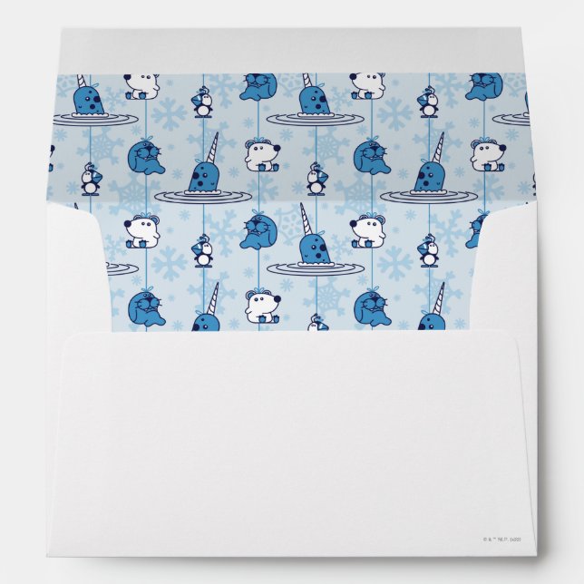 Mr. Narwhal Blue Snowflake Pattern Envelope (Back (Bottom))