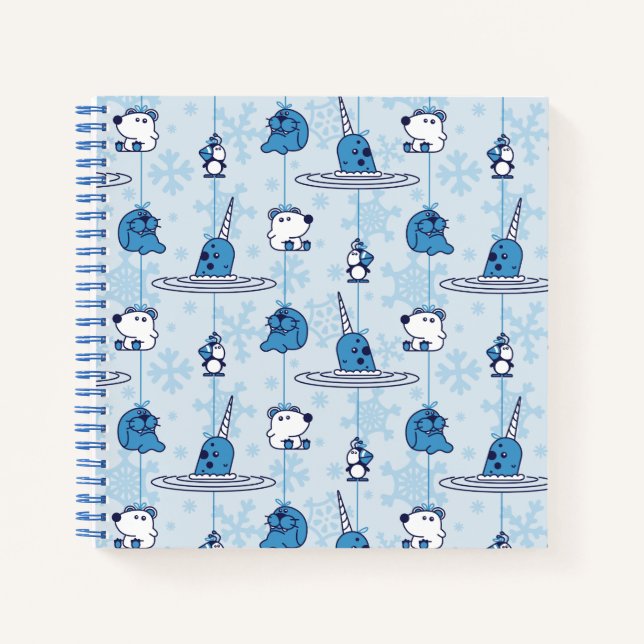 Mr. Narwhal Blue Snowflake Pattern Notebook (Front)