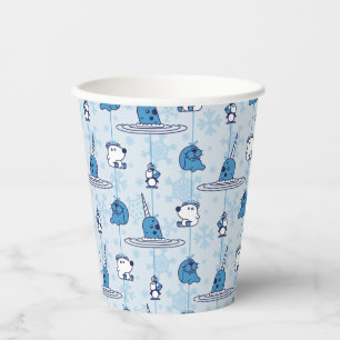 Mr. Narwhal Blue Snowflake Pattern Paper Cups