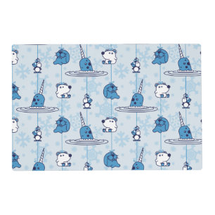 Mr. Narwhal Blue Snowflake Pattern Placemat
