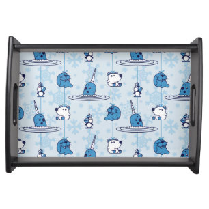 Mr. Narwhal Blue Snowflake Pattern Serving Tray