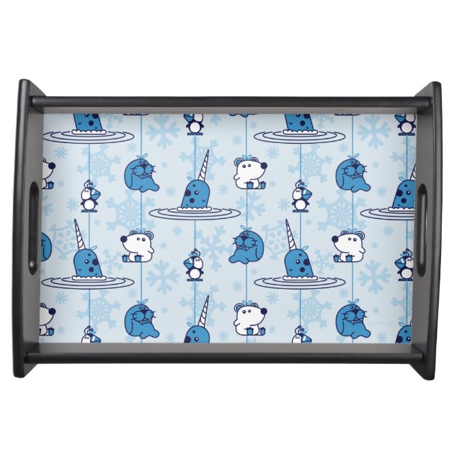 Mr. Narwhal Blue Snowflake Pattern Serving Tray (Front)