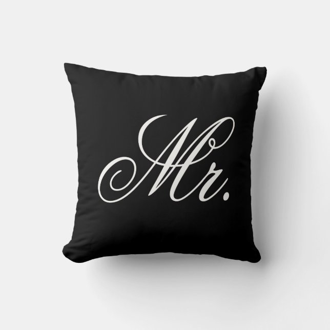 Mr. Newlywed Elegant Wedding Pillow (Front)