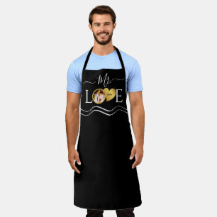 Mr. Newlyweds Gold Heart, Photo Black Apron