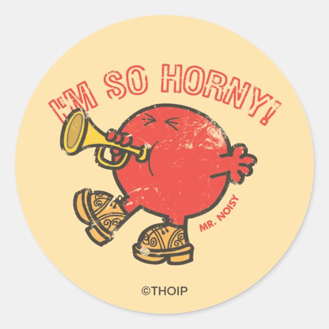 Mr. Noisy Tooting His Horn Classic Round Sticker (Front)