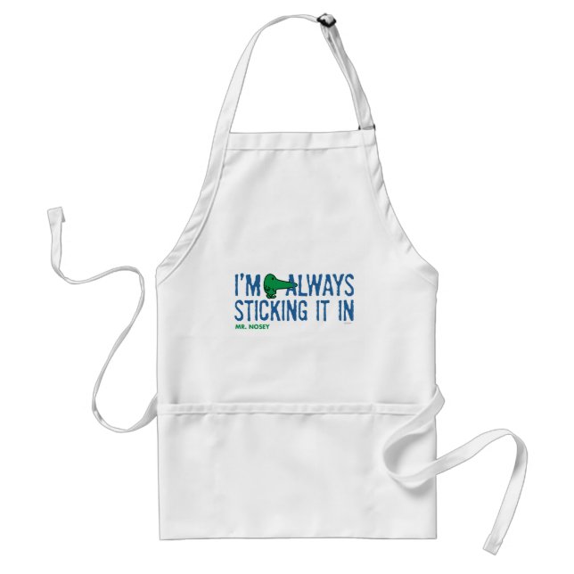 Mr. Nosey Nosing Around | Blue Lettering Adult Apron (Front)