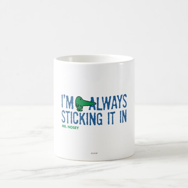 Mr. Nosey Nosing Around | Blue Lettering Coffee Mug (Center)