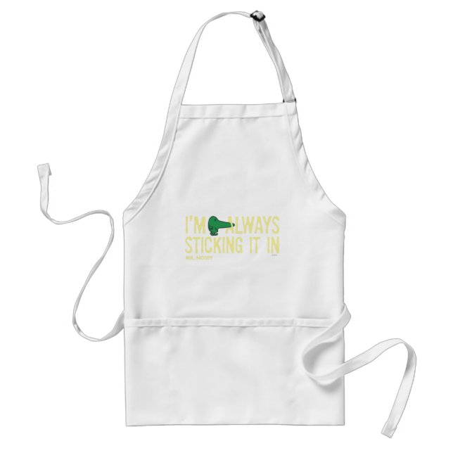 Mr. Nosey Nosing Around | Yellow Lettering Adult Apron (Front)