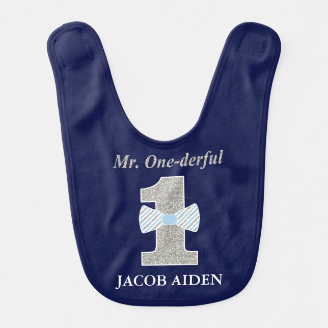 Mr. ONE-derful Baby Bib, Mr. Onederful Bib (Front)