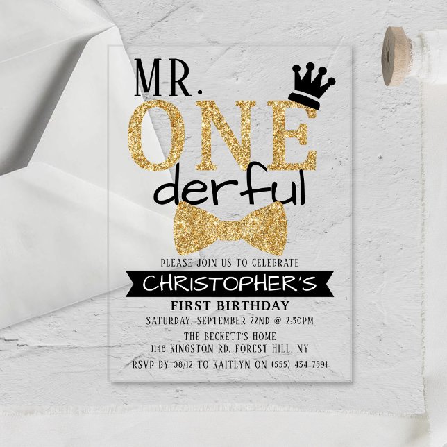 Mr. ONEderful 1st Birthday Acrylic Invitations (Creator Uploaded)