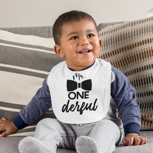 Mr ONEderful 1st Birthday Baby Bib