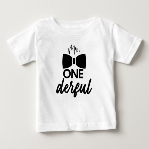 Mr ONEderful 1st Birthday Baby T_Shirt