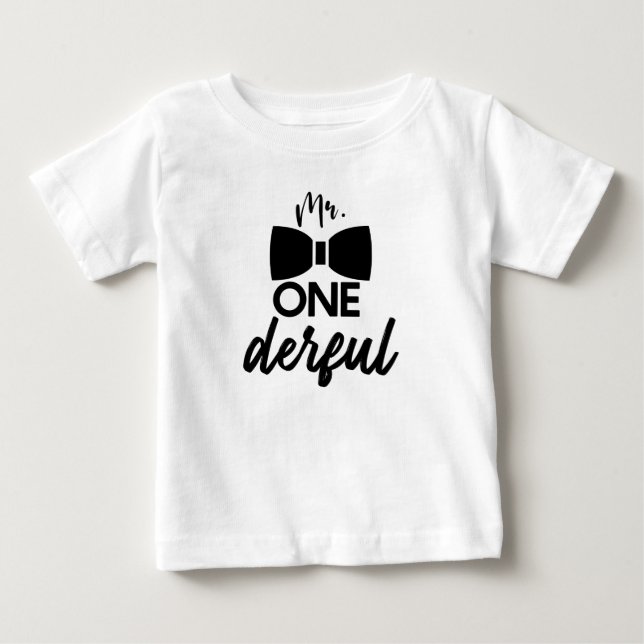 Mr. ONEderful 1st Birthday Baby T-Shirt (Front)