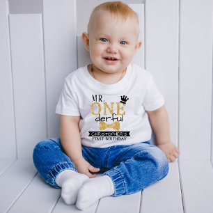 Mr. ONEderful 1st Birthday Baby T-Shirt