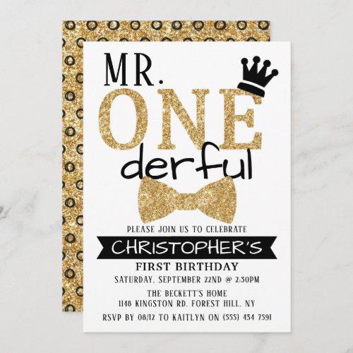 Mr ONEderful 1st Birthday Invitations