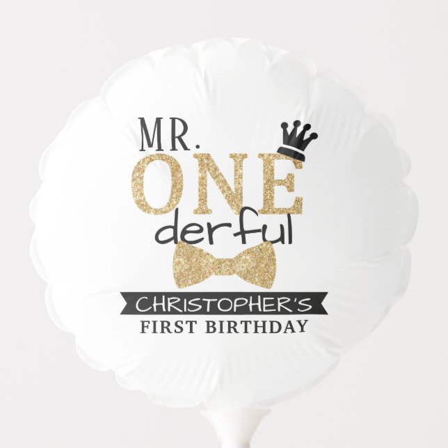 Mr. ONEderful 1st Birthday Party Balloon (Front)
