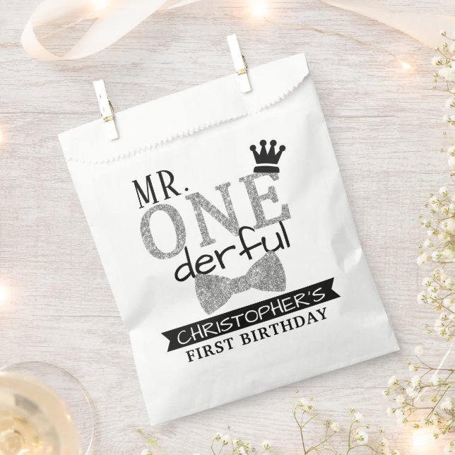 Mr. ONEderful 1st Birthday Party Favor Bag (Clipped)