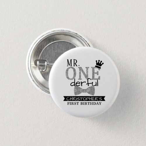 Mr ONEderful 1st Birthday Party Favor Button