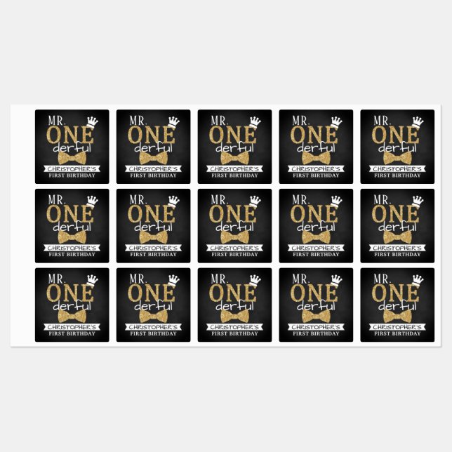 Mr. ONEderful 1st Birthday Party Favor Labels (Sheet)