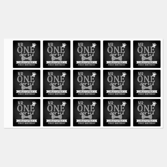 Mr. ONEderful 1st Birthday Party Favor Labels (Sheet)