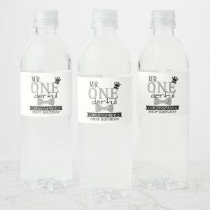 Mr. ONEderful 1st Birthday Party Favor Water Bottle Label