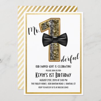 Mr. Onederful 1st Birthday Party Invitation by PaperandPomp at Zazzle