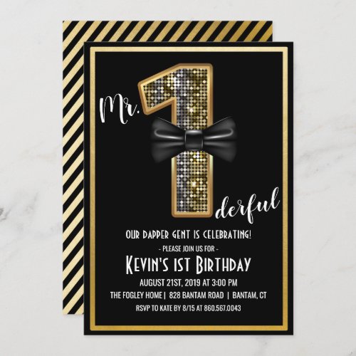 Mr Onederful 1st Birthday Party Invitation