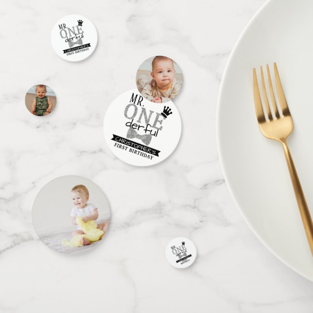 Mr. ONEderful 1st Birthday Party Photo Confetti (Group)