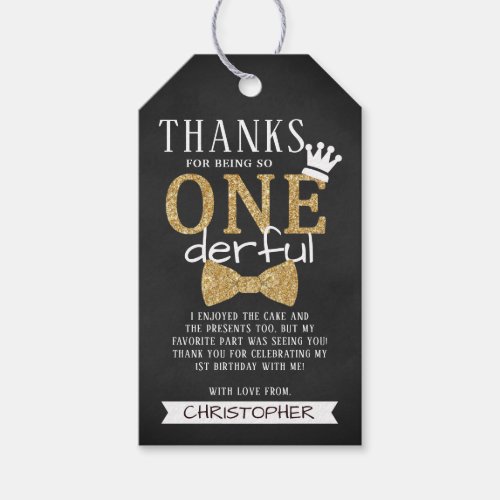 Mr ONEderful 1st Birthday Party Thank You Gift Tags