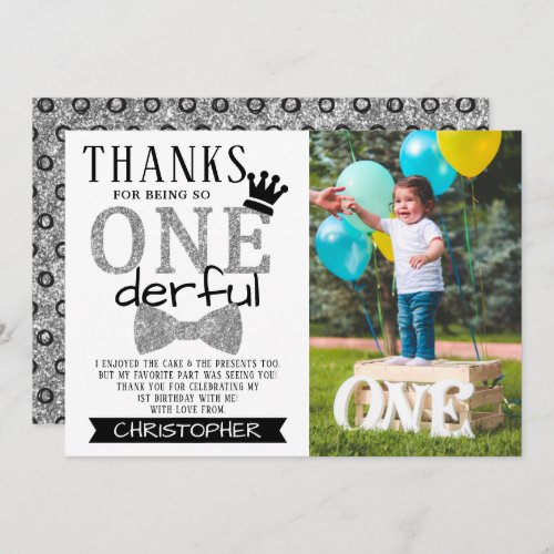 Mr ONEderful 1st Birthday Photo Thank You Card