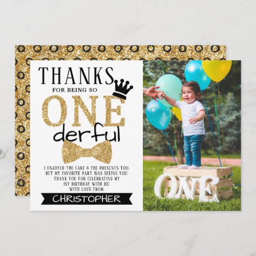 Mr ONEderful 1st Birthday Photo Thank You Card