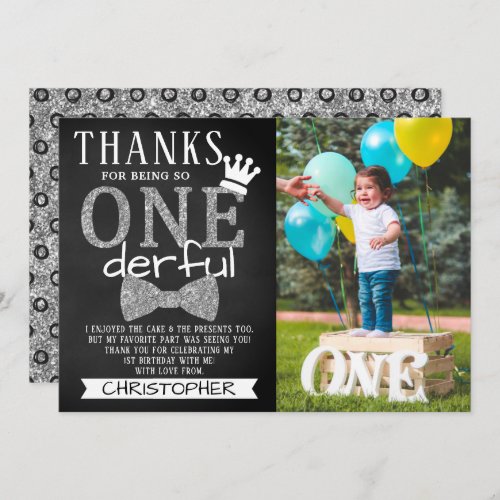 Mr ONEderful 1st Birthday Photo Thank You Card