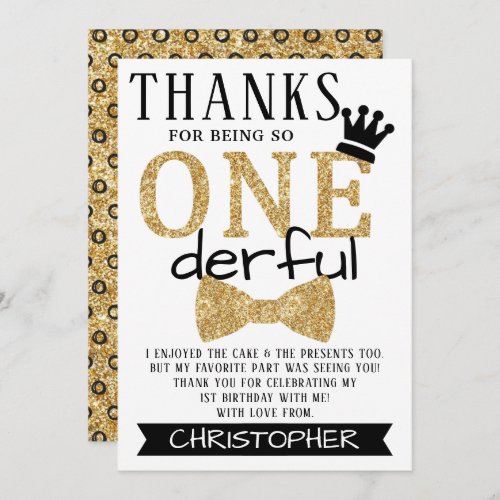 Mr ONEderful 1st Birthday Thank You Card