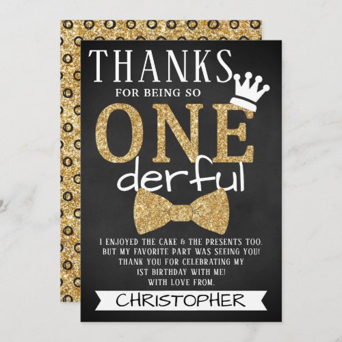 Mr ONEderful 1st Birthday Thank You Card