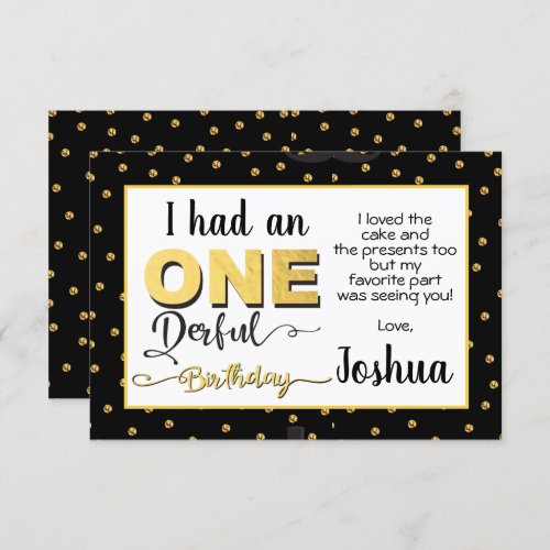 Mr Onederful 1st Birthday thank you note card