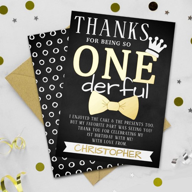 Mr. ONEderful 1st Birthday Thank You Real Foil Invitation (Creator Uploaded)