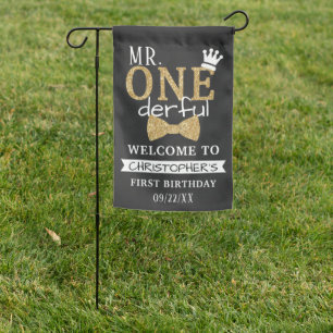 Mr. ONEderful 1st Birthday Welcome Garden Flag