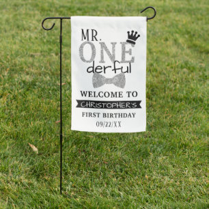 Mr. ONEderful 1st Birthday Welcome Garden Flag