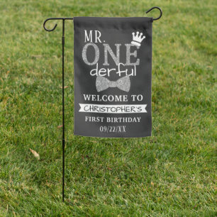 Mr. ONEderful 1st Birthday Welcome Garden Flag