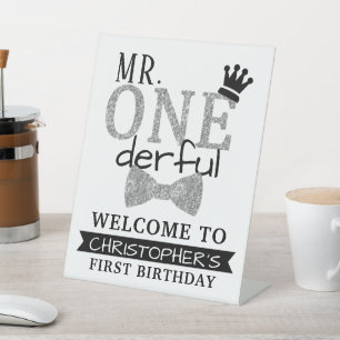 Mr. ONEderful 1st Birthday Welcome Pedestal Sign