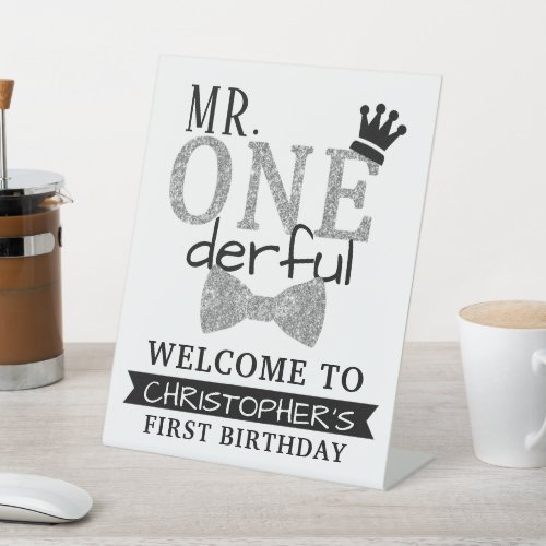 Mr ONEderful 1st Birthday Welcome Pedestal Sign