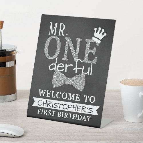 Mr ONEderful 1st Birthday Welcome Pedestal Sign