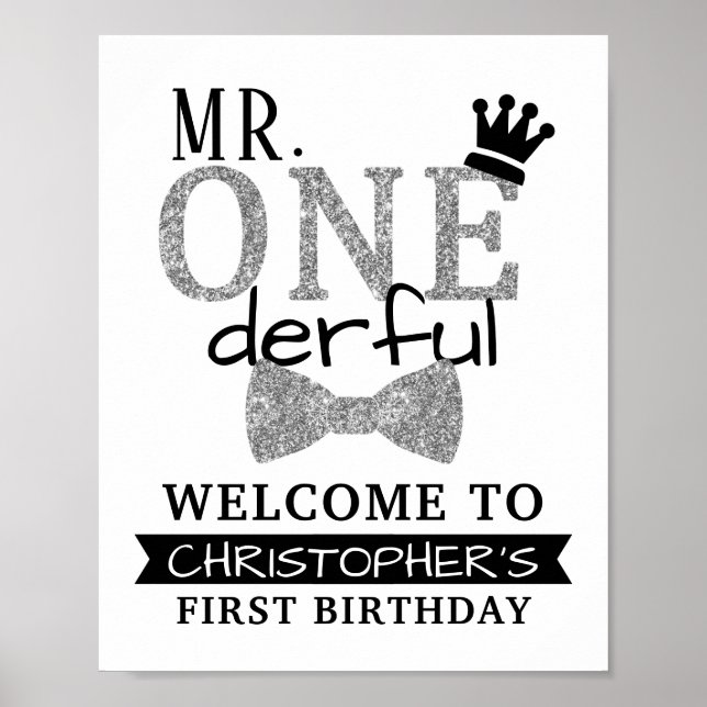 Mr. ONEderful 1st Birthday Welcome Sign (Front)