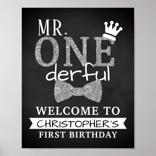 Mr. ONEderful 1st Birthday Welcome Sign (Front)