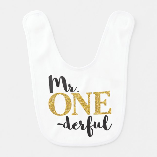 Mr. ONEderful Baby Bib - First Birthday Bib (Front)