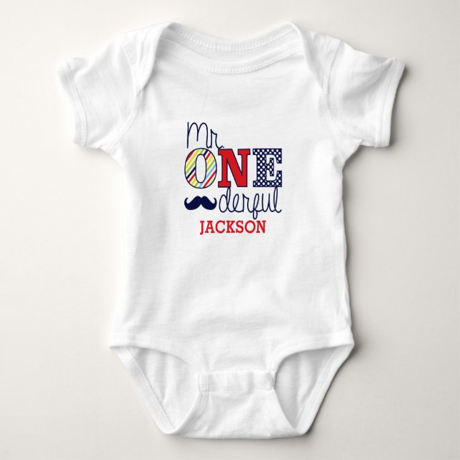 Mr. ONEderful Baby Romper - First Birthday Outfit (Front)