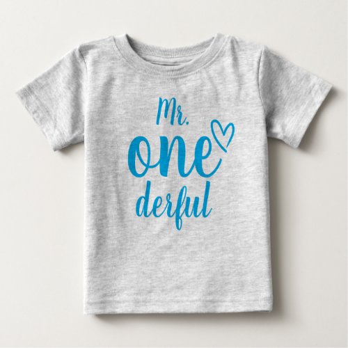 Mr Onederful Babys First Birthday Baby T_Shirt