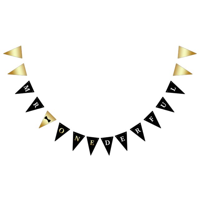 Mr Onederful Banner Black White and Gold (All)