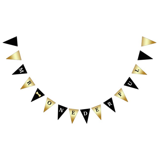 Mr Onederful Banner Black White and Gold (All)