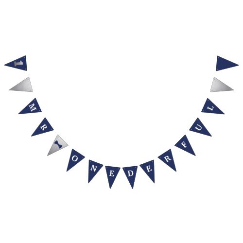 Mr Onederful Banner Navy  Silver with 1